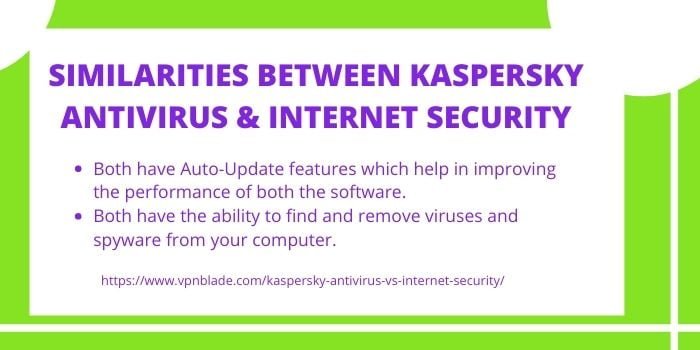 Similarities between Kaspersky Antivirus and Internet Security