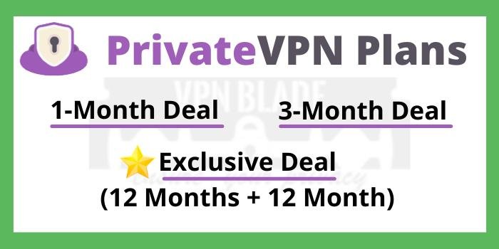 PrivateVPN Plans with Coupon code