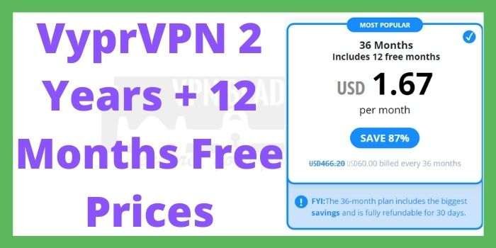 VyprVPN 2 Years Free Plan