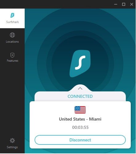 surfshark vpn connected