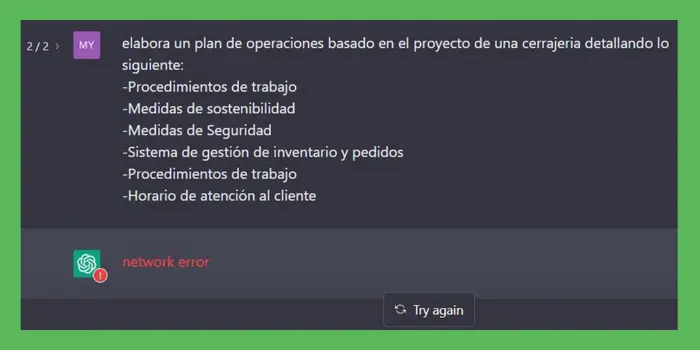 fix chat GPT network error