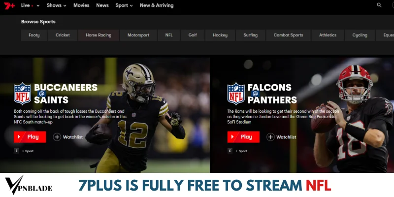 7Plus is fully Free to stream NFL